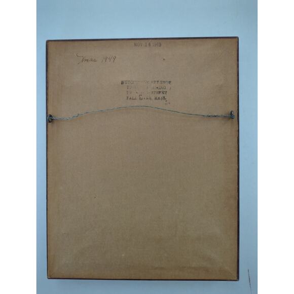 VTG 1949 Pair Framed Needlepoint Victorian Man Woman Hutchinson Art Shop 1949 - Picture 4 of 11